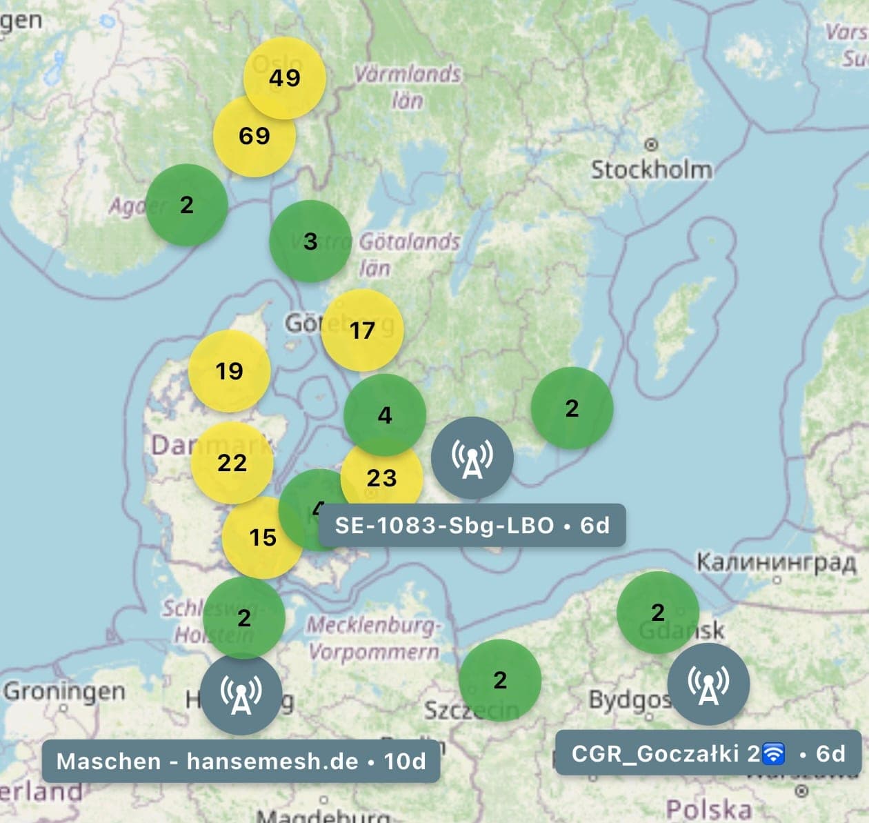 Nettverket sett fra min node: åtte hopp fra Oslo til Tyskland, uten et eneste steg innom internett eller 5G.